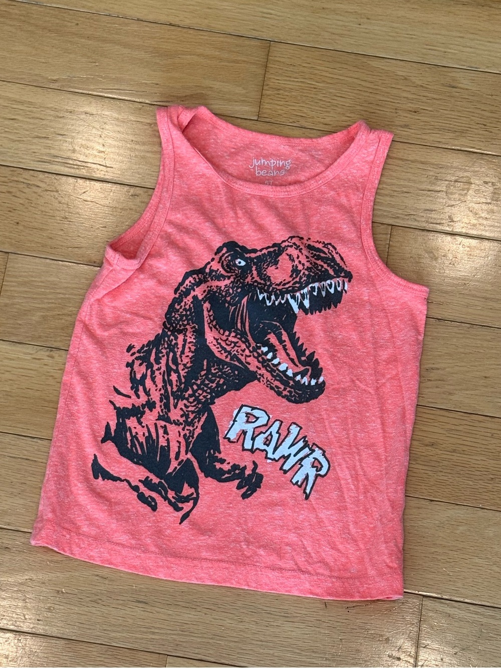 jumping beans Coral Colored Tank Top with Dinosaur Graphic Size 5T